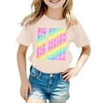 thumbnail image 1 of LUOGENLI T-Shirt pour Filles Mode Décontractée Lettre Col Rond Manches Courtes T-Shirt Haut 4 Maxi Ensembles 2 Pcs Plage Beige 6-7 Ans, 1 of 3