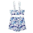 thumbnail image 3 of Womens Swimsuits Trendy Print Spaghetti Strap Drawstrings Separates Bikinis Blue Womens Bathing Suits S, 3 of 8