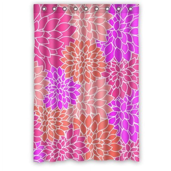 HelloDecor Dahlia Shower Curtain Polyester Fabric Bathroom Decorative Curtain Size 48x72 Inches