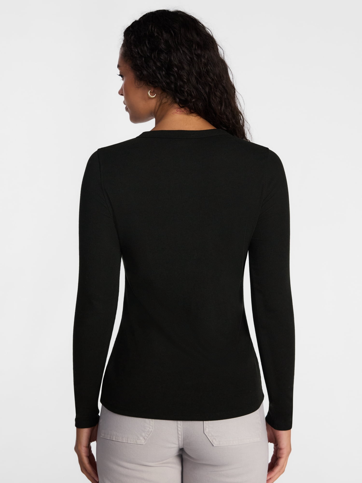 Scenario Women's Henley Shirt with Long Sleeves, Sizes XS-XXXL