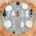thumbnail image 2 of Gray Christmas Tree Pattern Round Fitted Tablecloth with Elastic Edge,Dining Table Cover Waterproof,Outdoor Round Tablecloth for Camping,Dining,Indoor and Outdoor, 2 of 7