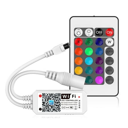 

DC5-28V 100W(Max.) Mini Portable RGBW WIFI Intelligent Controller with Remote Control Supported Smart Phone App Control/ Color Changing/ Brightness Adjustable Dimmable/ Speed Adjustable/ Cam