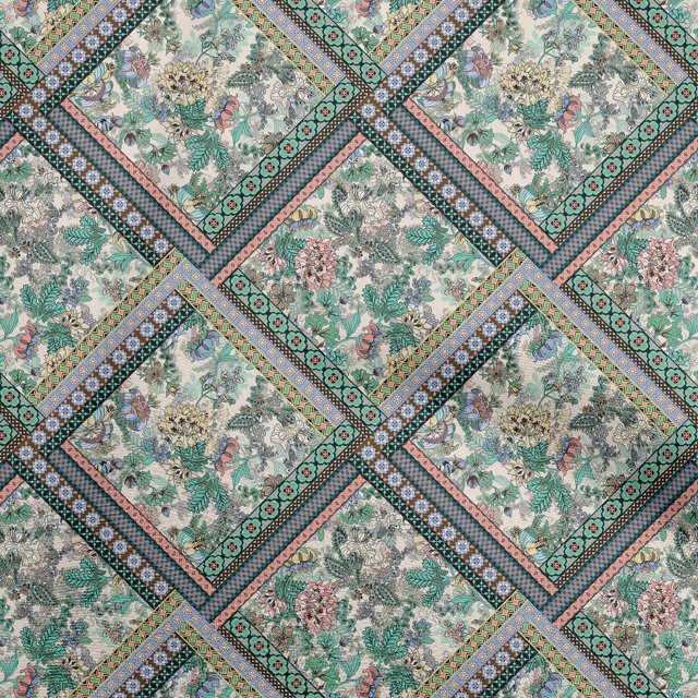 oneOone Velvet Green Fabric Floral Craft Projects Decor Fabric Printed By The Yard 58 Inch Wide