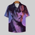 thumbnail image 3 of Johnny Depp Casual Short Sleeve Shirt Lapel Collar Shirt Summer Beach Shirt XL, 3 of 8
