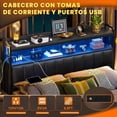 thumbnail image 4 of Cabeceras para Cama Matrimonial, Cabecero Tapizado con Estación de Carga Y Luces RGB LED, Cabecero con Almacenamiento, Solo Tablero de Tamaño Completo, Altura Ajustable, Reversible (Matrimonial/Full), 4 of 7