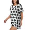 thumbnail image 3 of Womens Pajama Sets With Pocket, Soccer Lounge Sets Short Sleeve Sleepwear PJ Sets for Women, 3 of 6