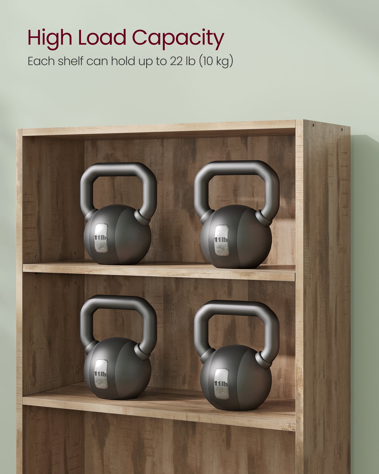 6-Tier Adjustable Bookcase, Open Storage Shelf, 9.4" D x 23.6" W x 63.3" H, for Living Room, Office, Dinning Room, Space-Saving Design