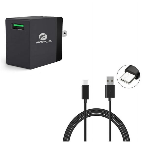 18W Fast Home Charger w Type-C 10ft USB Cable E9Z for Razer Phone 2 - RED Hydrogen One - Samsung Galaxy Tab S3 9.7 S9 Plus, S8  S8, S10e S10 Plus active 5G Note 9 8 A9 A50 - Sonim XP8 XP3