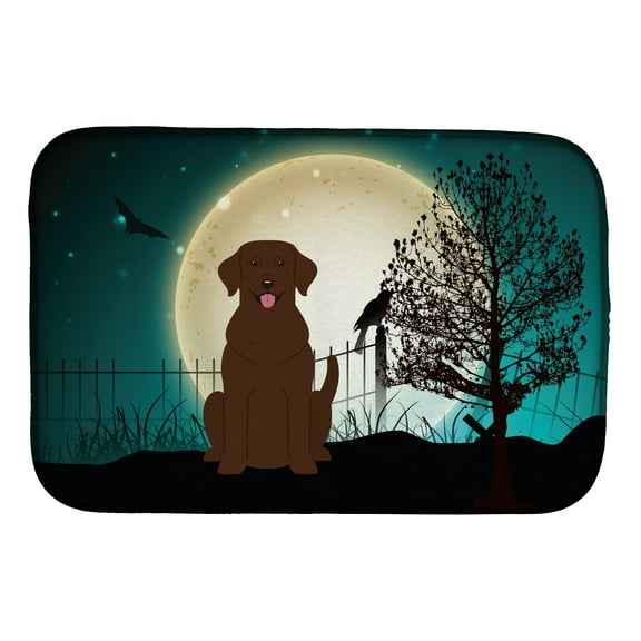 Halloween Scary Chocolate Labrador Dish Drying Mat