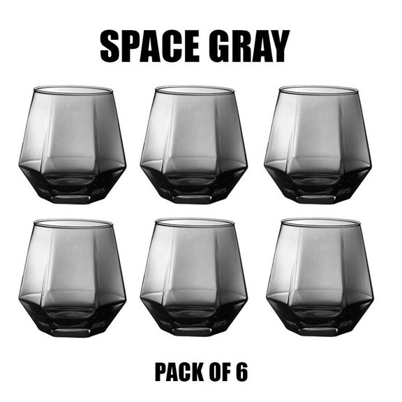 Diamond Whiskey Gray Glass Lightweight Luxury 10oz Geometric Wine Glassware Drinkware