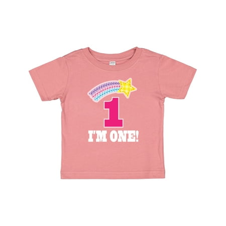 

Inktastic 1st Birthday 1 Year Old Girls Rainbow Star Gift Baby Girl T-Shirt