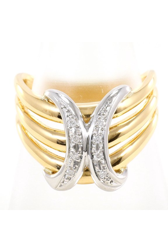 Pre-Owned PT900 Platinum 18K Yellow Gold Ring with 1 Diamond (0.04 ct), Certificate of...