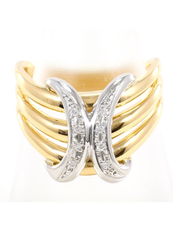 Pre-Owned PT900 Platinum 18K Yellow Gold Ring with 1 Diamond (0.04 ct), Certificate of...