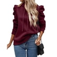 thumbnail image 2 of Sudadera con Capucha de Larga Abullonada y Cordón Ajustable para Mujer, Estilo Informal, para Otoño e Invierno Rojo M, 2 of 8