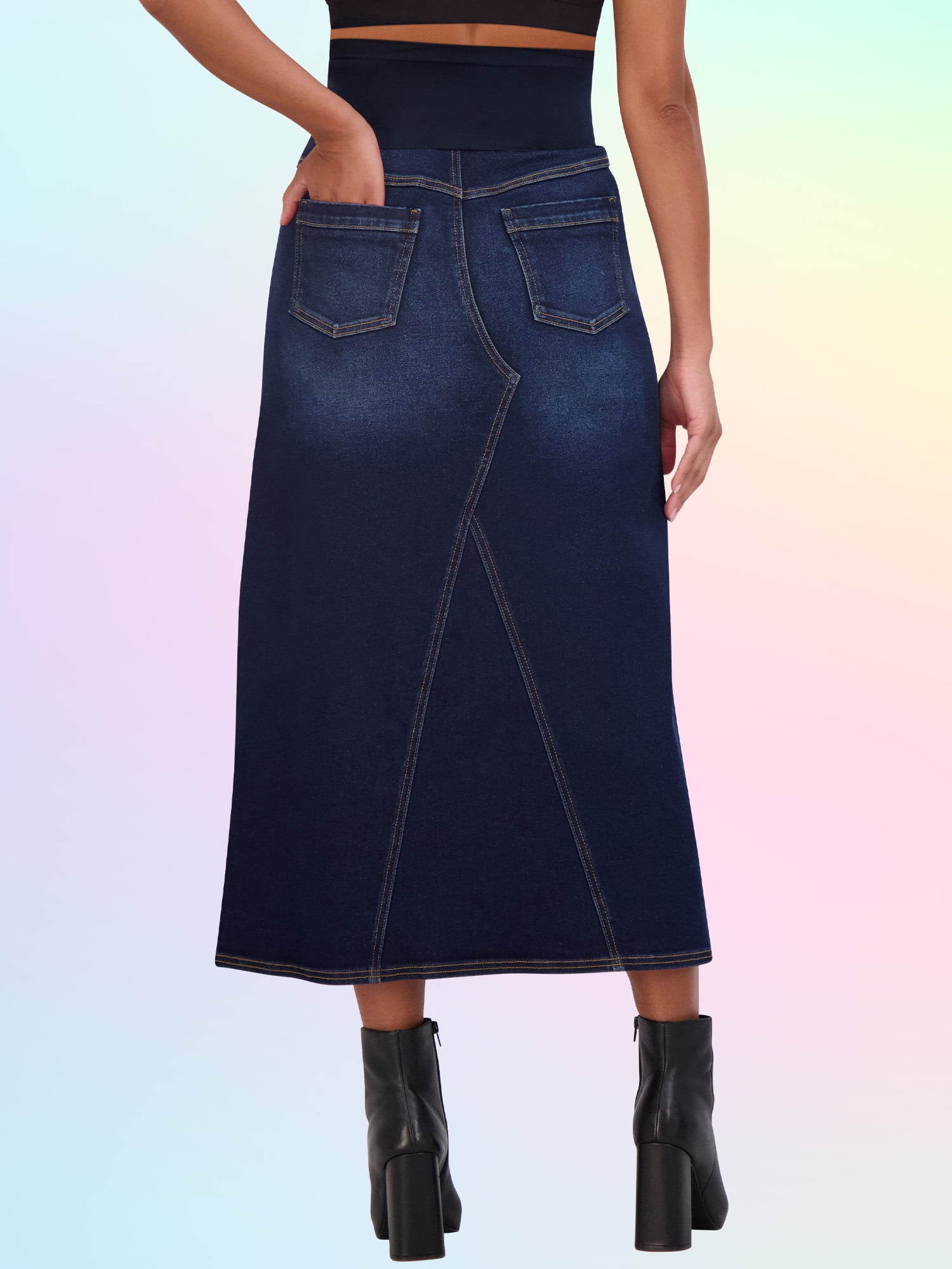 Maternity Maxi Skirt Savi Parker Over-The-Belly Stretchy Denim W