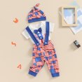 thumbnail image 3 of Okbabeha My First 4th of July Outfit Baby Boy Fourth of July  one-piece  Romper+American Flag Overall Pants+Knot Hat Clothes Set, 3 of 7