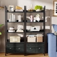 thumbnail image 5 of Iezza 5 Tier Black Bookshelf with 2 Removable Drawers, Freestanding Storage Shelf, Adjustable Feet & Anti-Tip Design, Waterproof Shelves for Living Room, Home Office, 5 of 9