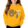thumbnail image 2 of Playtopia Youth Glitter Number 67 Pearl Bow Hooded Pullover 350g Polyester Long Sleeve Kangaroo Pocket Casual Sweatshirt 1PC Big Kids Sizes 100-160, 2 of 4