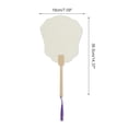 thumbnail image 2 of Unique Bargains 1 Pc Portable Double-Sided Long Handle Round Lily Folding Fan Xuan Paper Bamboo Light Gray, White [Double-Sided Long Handle Round Lily Paper], 2 of 5