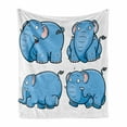 thumbnail image 1 of Animal Soft Flannel Fleece Throw Blanket, Kids Nursery Boys Girls Baby Room Clumsy Image Print, Cozy Plush for Indoor and Outdoor Use, 60" x 80", Baby Blue and White, by Ambesonne, 1 of 6
