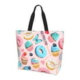 thumbnail image 2 of Fuzoiu Cupcakes and Donuts Print Tote Bags for Women,Shoulder Bag, Gym Tote,Top Handle Ladies Shoulder Bags for Work Beach Travel and Shopping Grocery, 2 of 9