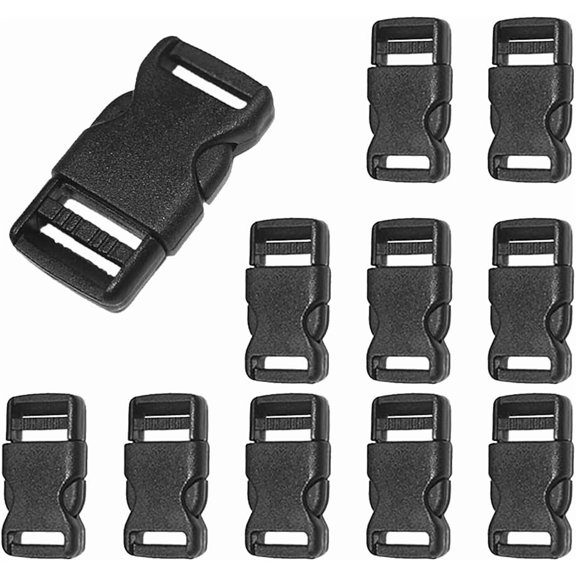10pcs 1/2"(12.5mm) Side Release Buckles Plastic Black Quick Adjustable Buckle For Backpack Strap DIY Pets Collar Accessory