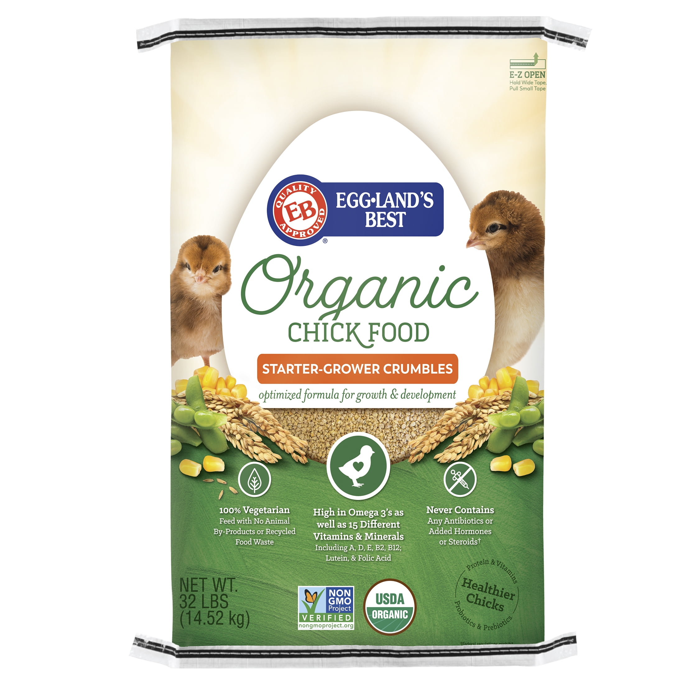 Eggland's Best Organic Chick Starter / Grower Chicken Feed, 32 lbs
