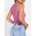 thumbnail image 6 of ANRABESS Summer Tops for Women Button Down Henley Ribbed Tank Tops Sleeveless V Neck T Shirts 2026 Dressy Casual Slim Fitted Basic Tee Tops Hot Pink S, 6 of 12