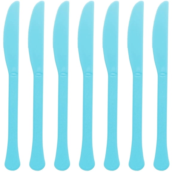 Amscan 8019.54 Premium Heavyweight Plastic Knives, 50 Ct. Caribbean Blue, Full Size, One