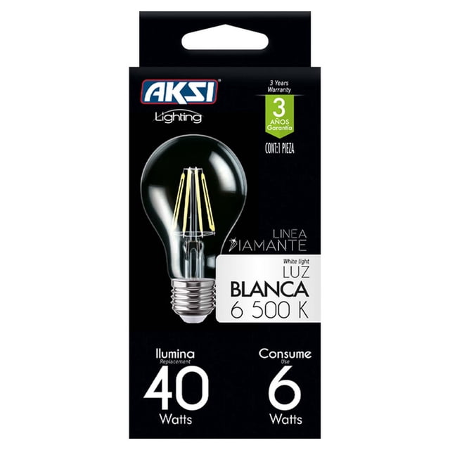 Foco Led Filamento A19 6W Luz Blanca