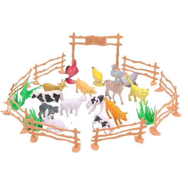 Juego de animales de granja de juguete, 15 piezas, educativo, simulado para niños