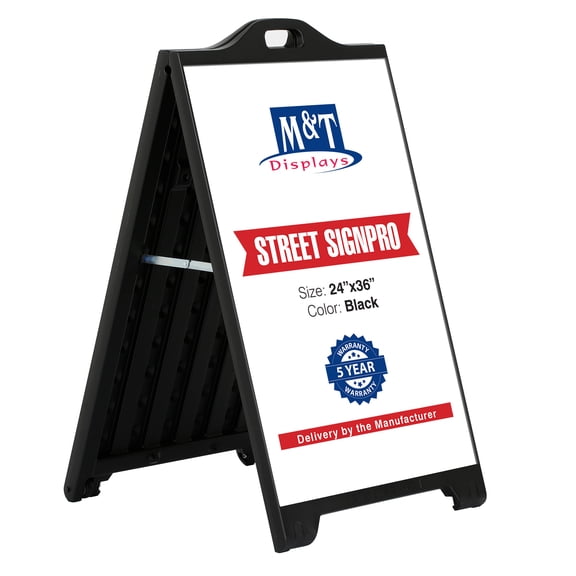 M&T Display Sandwich Board A-Frame Sidewalk Sign Holder 24x36 Black