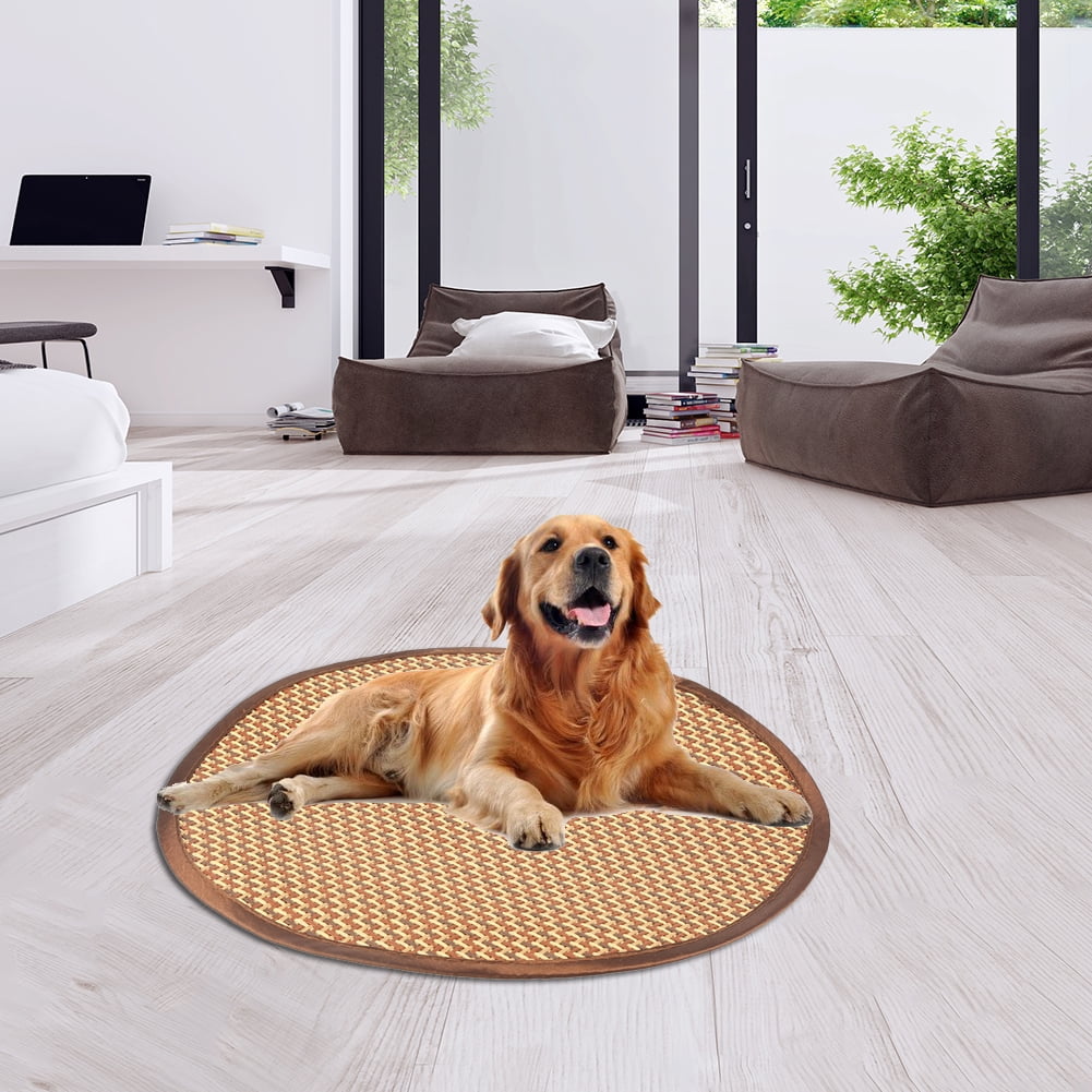 OTVIAP Summer Cooling Mat,Breathable Pet Bamboo Summer Round Mat Dog
