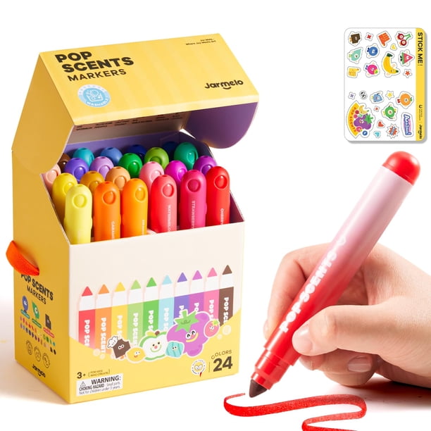 Marcadores aromáticos lavables Jar Melo para niños de 4 a 8 años, 24 colores