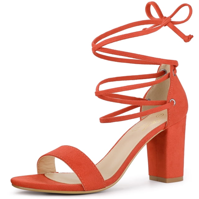 Sandalias de mujer con cordones y tacón grueso Perphy naranja 39