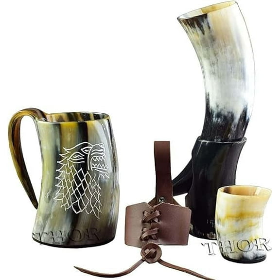 Drinking Horn Mug/Whiskey Cup/Belt Holster | Drinking Horn With Stand For/Wine/Mead/Cold Drink/Water/ & Beer Viking Mug Rustic Vintage Home Decor Gifts