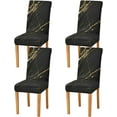 thumbnail image 2 of Black Gold Marble Giltter Dining Room Chair Covers Gold Line Stretch Chair Slipcovers Removable Super Fit Kitchen Seat Protector for Wedding Party Hotel Ceremony 4pcs, 2 of 6