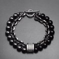 thumbnail image 1 of Pulsera de metal con cuentas para hombre, con diseño de mapa esmerilado de Europa y América, 1 of 6
