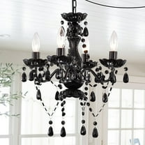 Plug in Chandelier Small Black Chandelier 4 Light Crystal Chandeliers for Dining Room