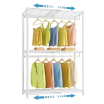 VIPEK X1 Expandable Clothes Rack Heavy Duty Adjustable from 2' to 3'5" with Flexible Shelves and Hanger Rods Metal Garment Racks Portable Closet Rack Clothing Racks for Hanging Clothes, White