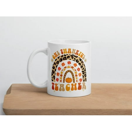 

One thankful teacher Rainbow Leopard Thanksgiving Coffee Mug for Teacher Thankful Teacher Teacher Appreciation Mugs Thanksgiving Teacher Mug Hello Pumpkin Coffee Teacher Gift Fall Coffee Cup