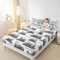 thumbnail image 4 of Homewish Gray White Bed Sheets,Vintage Western Train King Sheets,Retro Vehicles Car Sheet Set For Boys Teens,Super Cozy Room Decor,4pcs, 4 of 7