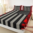 thumbnail image 3 of Manfei Geometric Striped Lines Bed Sheets,Army Camo King Sheets,Red Black Gray Sheet Set For Kids,Breathable Home Decor,4-Piece, 3 of 7