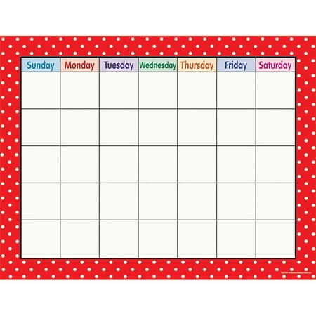 RED POLKA DOTS CALENDAR CHART