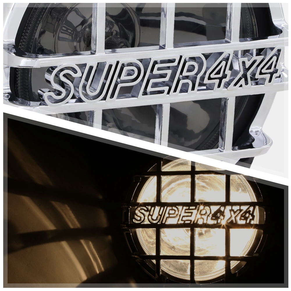 DNA Motoring 6" Round Chrome Stone Guard Smoked Fog Light Pair off-Road Super 4X4 Work Lamp w/Wiring+Switch