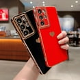 thumbnail image 3 of Samsung Galaxy S21 Ultra 5g 6.8" Phone Case with Luxury Electroplate Cute Side Love Heart Cover Full Camera Protection Soft Silicone Anti-Fingerprint Shockproof Cover Bumper (Red), 3 of 11