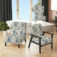 thumbnail image 1 of Designart "Azure Damask Elegance" Beige Floral Upholstered Accent Chair - Cottage Arm Chair For Living Room, 1 of 7