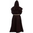 thumbnail image 2 of Albornoz de sacerdote, fraile medieval, capucha, monje renacentista, disfraz de monje con capucha, 2 of 5