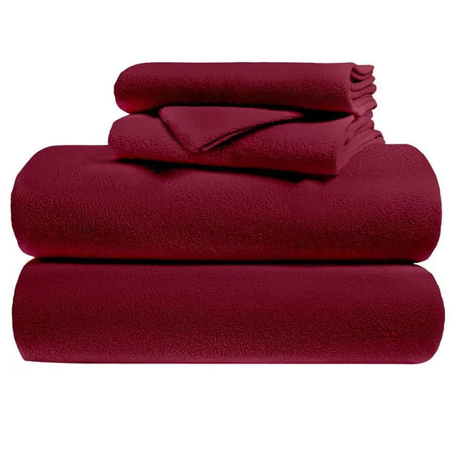 Juego de Sábanas Polar Invernales Suaves y Cálidas Kyuden Home Matrimonial Vino
