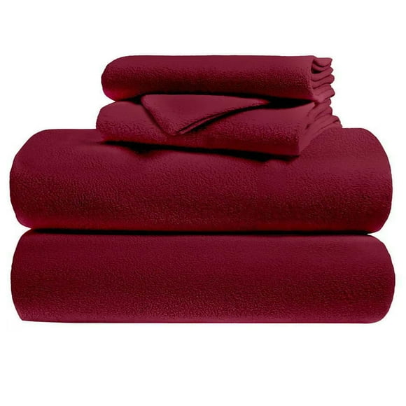 Juego de Sábanas Polar Invernales Suaves y Cálidas Kyuden Home Matrimonial Vino